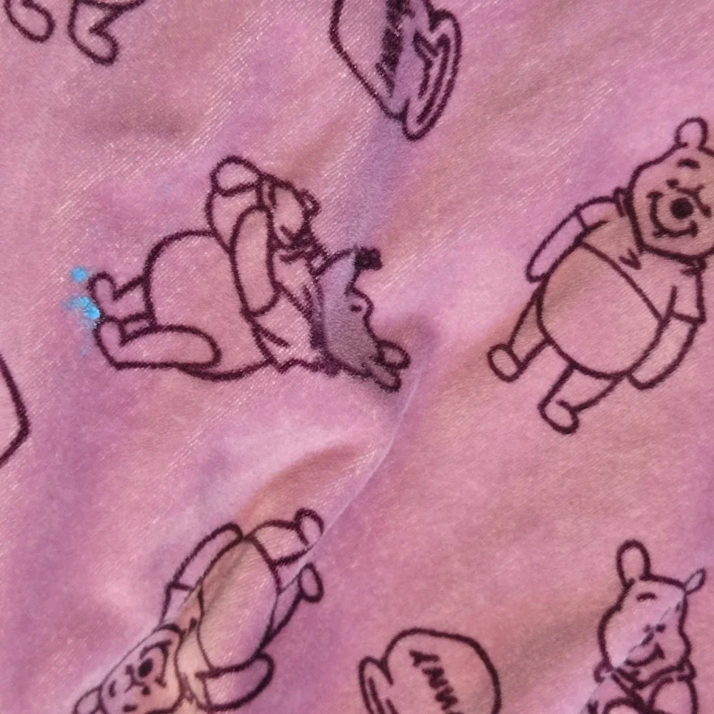 Disney Winnie the Pooh Pink Velvet Soft Like Cozy Lounge Pajama Set  Med 2pc - Picture 4 of 8